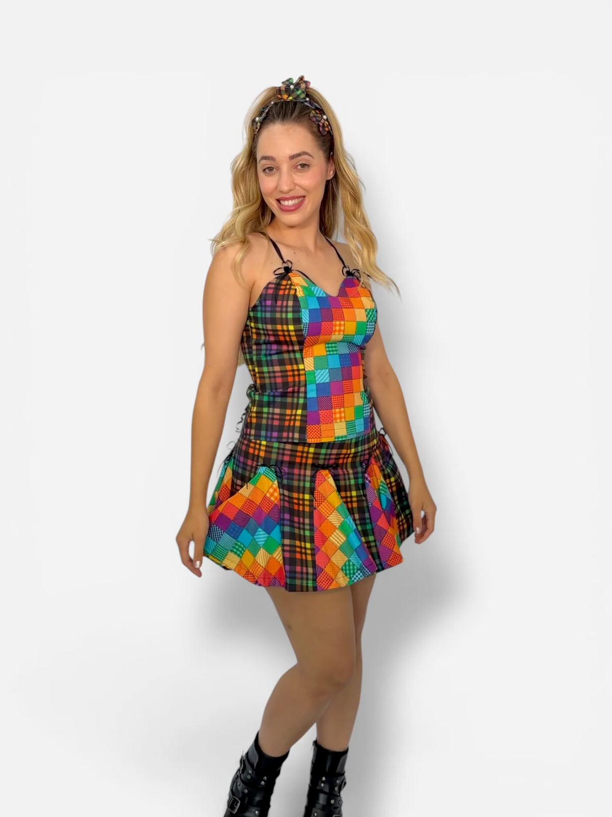Conjunto Top Corset e Saia Patch + Tiara
